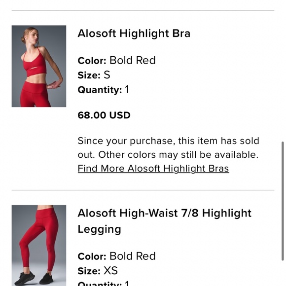Alo “Alosoft” high waist 7/8 highlight legging Bold Red - Picture 3 of 3